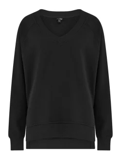 Hoody's En Sweatshirts*Pour Moi - The Softest Off Duty Relaxed V-Neck Sweatshirt Zwart