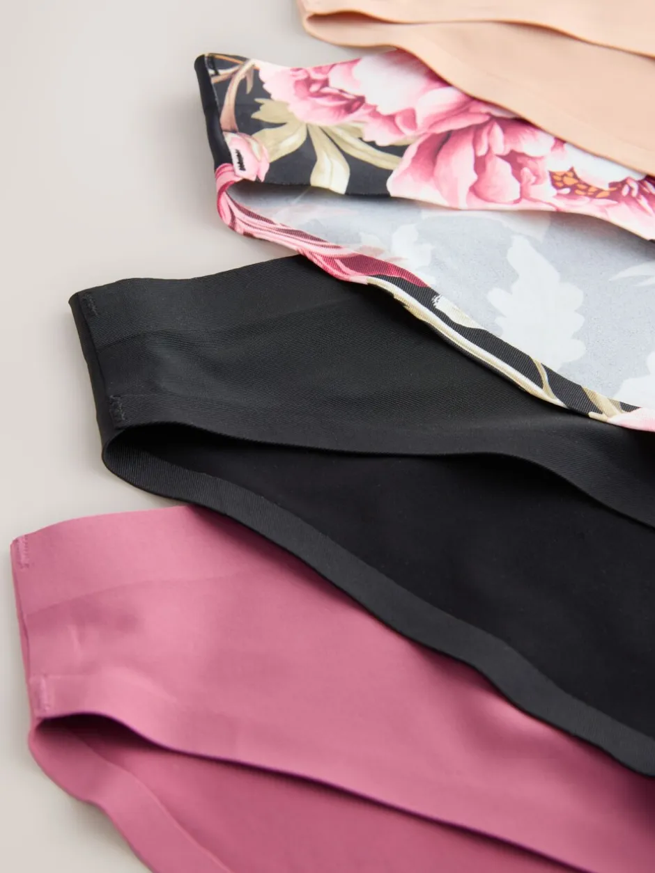 Onderbroeken|Next Zwart / Praline Huidskleur / Roze Bloemen - Set van 4 No VPL menstruatieslips voor medium vloeien