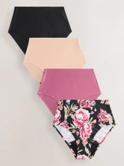 Onderbroeken*Next Zwart / Praline Huidskleur / Roze Bloemen - Set van 4 No VPL menstruatieslips voor medium vloeien
