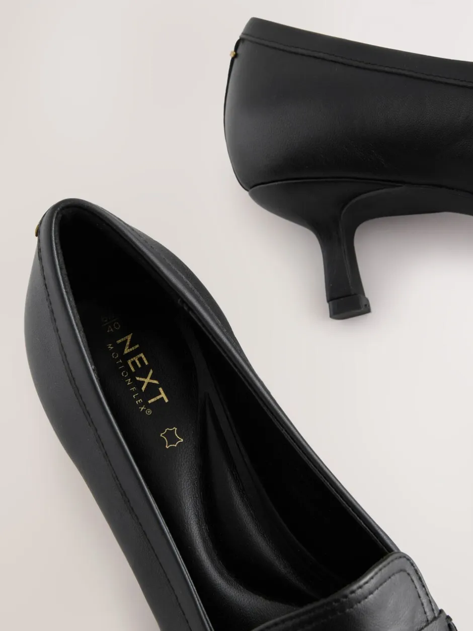 Schoenen Met Hakken|Next - Premium Leather With Motionflex Point Toe Tassel Heels Loafers Zwart