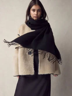 Mutsen, Handschoenen En Sjaals|Next - Premium Made in Italy Twill Midweight Shawl Scarf Zwart