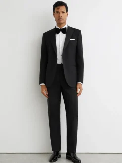Smokings En Feestkleding|Reiss Zwart - Punt revers - Poker modieus gesneden Single breasted Jack Tailored-Fit