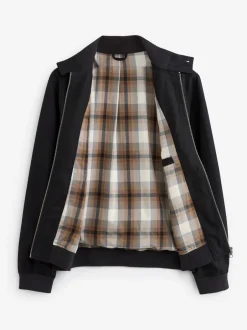 Jassen En Jacks|Next - Regenbestendig Harrington jack met geruite voering Zwart