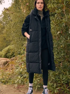 Jassen En Jacks|Next Zwart - Regenbestendige bodywarmer met capuchon en gebreide kraag