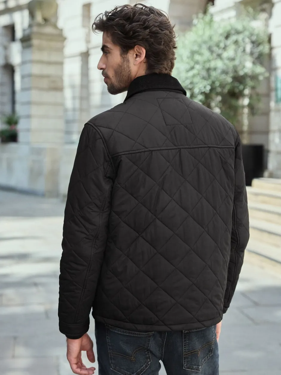 Jassen En Jacks*Next Zwart - Regenbestendige corduroy colbert met schuine doorgestikte ruit