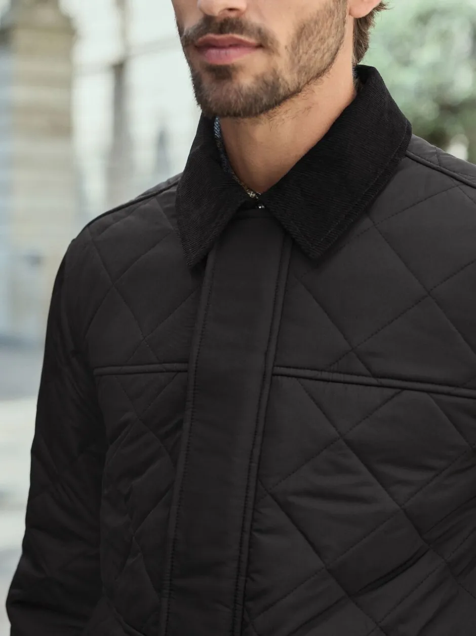 Jassen En Jacks*Next Zwart - Regenbestendige corduroy colbert met schuine doorgestikte ruit