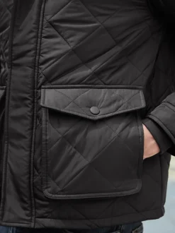 Jassen En Jacks*Next Zwart - Regenbestendige corduroy colbert met schuine doorgestikte ruit