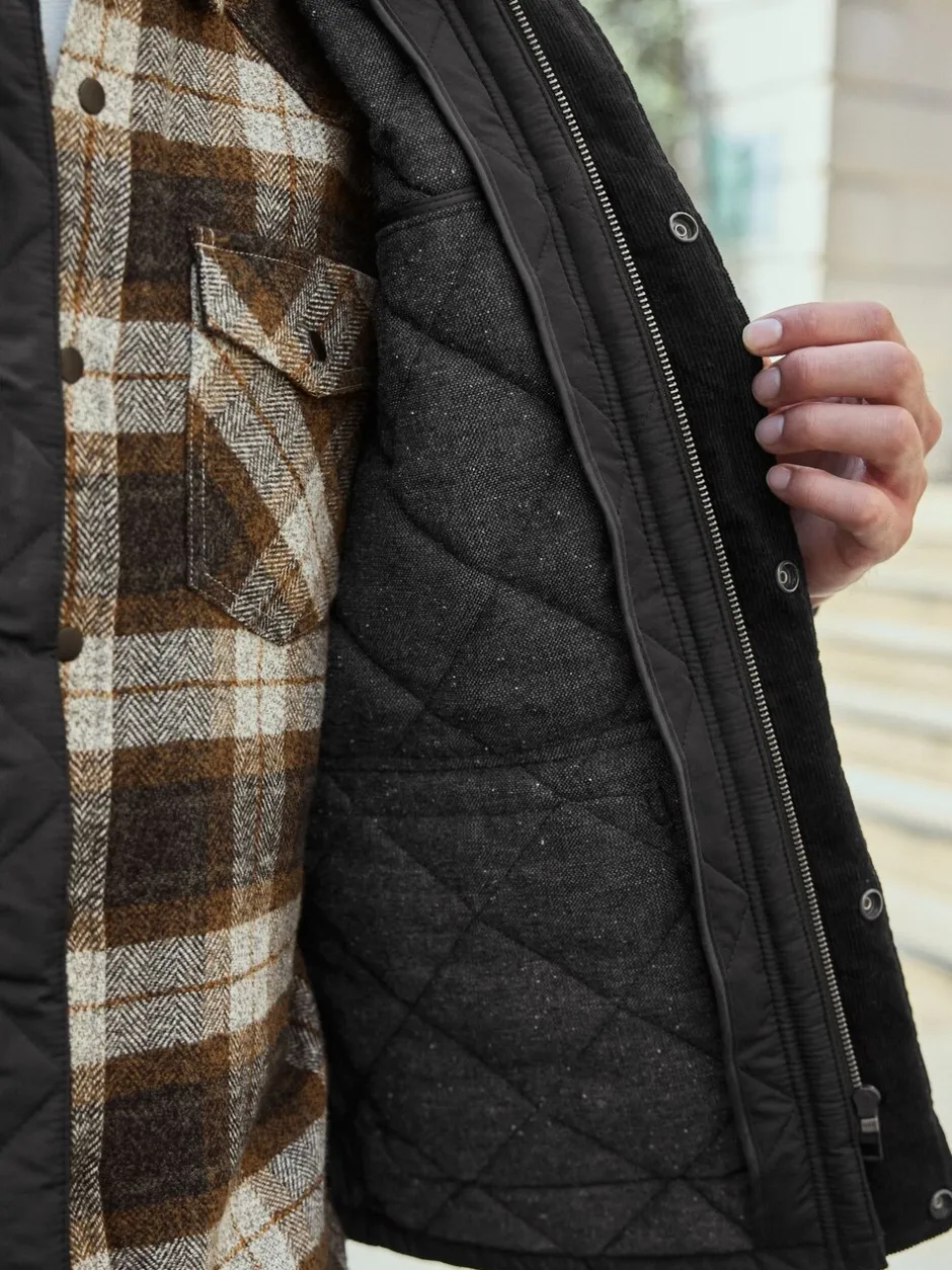 Jassen En Jacks*Next Zwart - Regenbestendige corduroy colbert met schuine doorgestikte ruit
