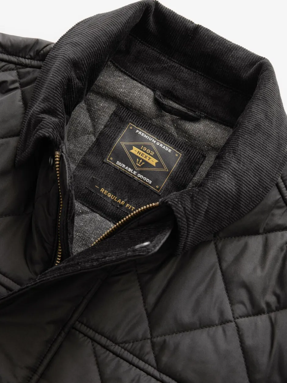 Jassen En Jacks*Next Zwart - Regenbestendige corduroy colbert met schuine doorgestikte ruit
