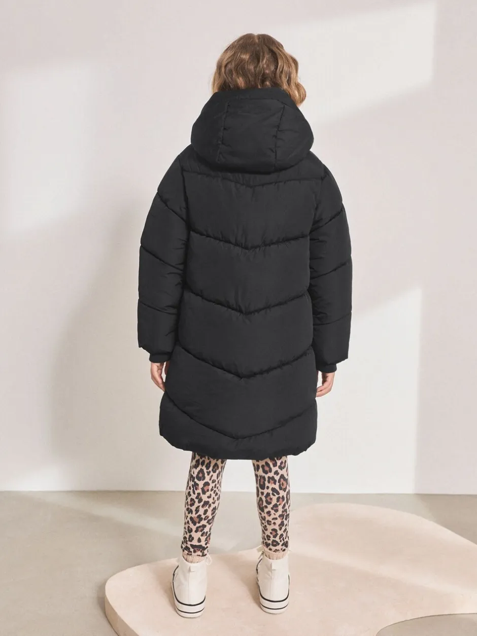 Schoolkleding|Jassen En Jacks|Next - Regenbestendige gewatteerde jas met capuchon en imitatiebontvoering (3 - 16 jr) Zwart