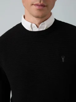 Gebreide Kleding|Next - Regular Fit getextureerde schijn-Oxford overhemdtrui Zwart