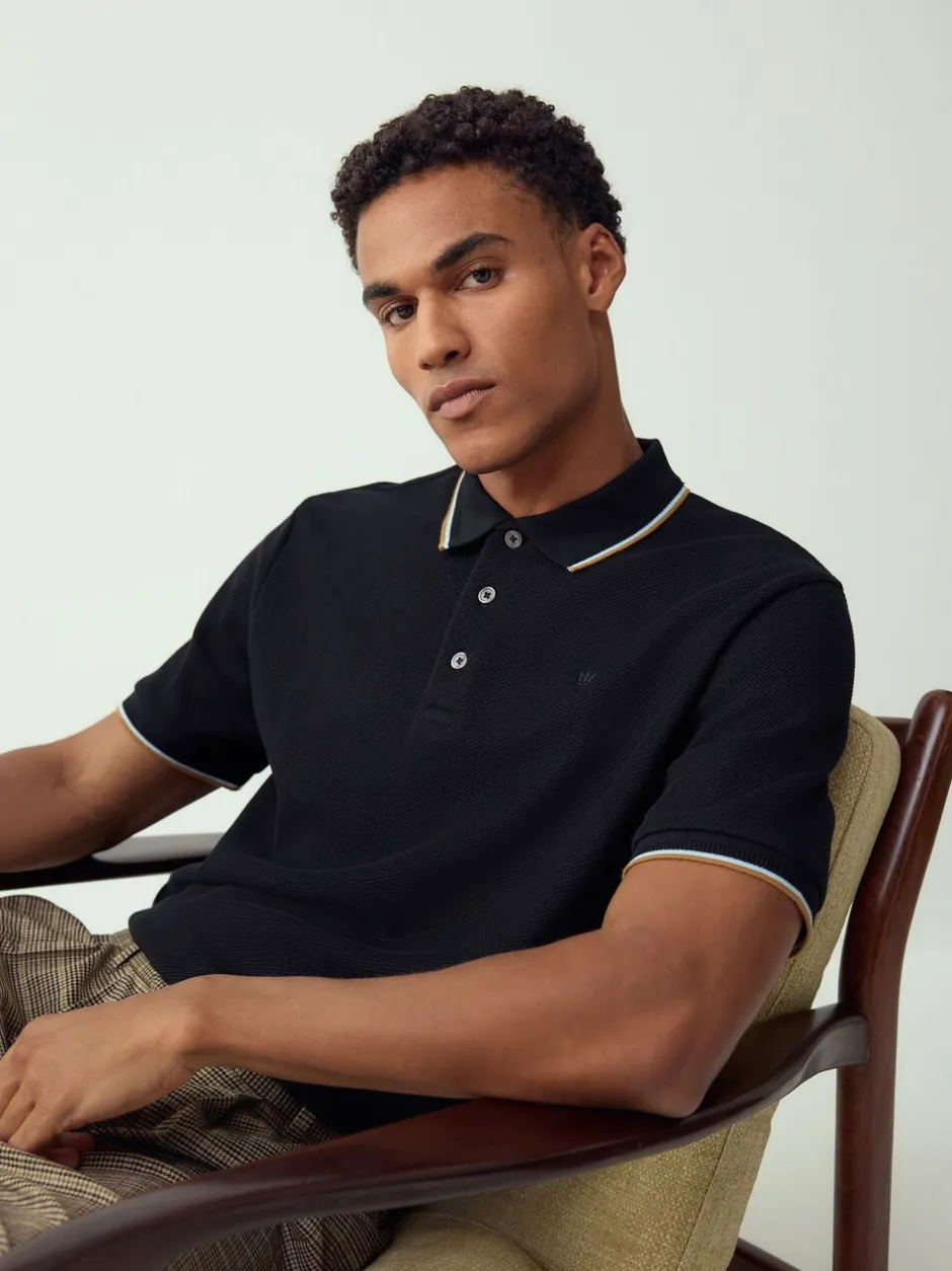 Poloshirts*Next Zwart - Regular fit poloshirt met korte mouwen en contrasterende randen