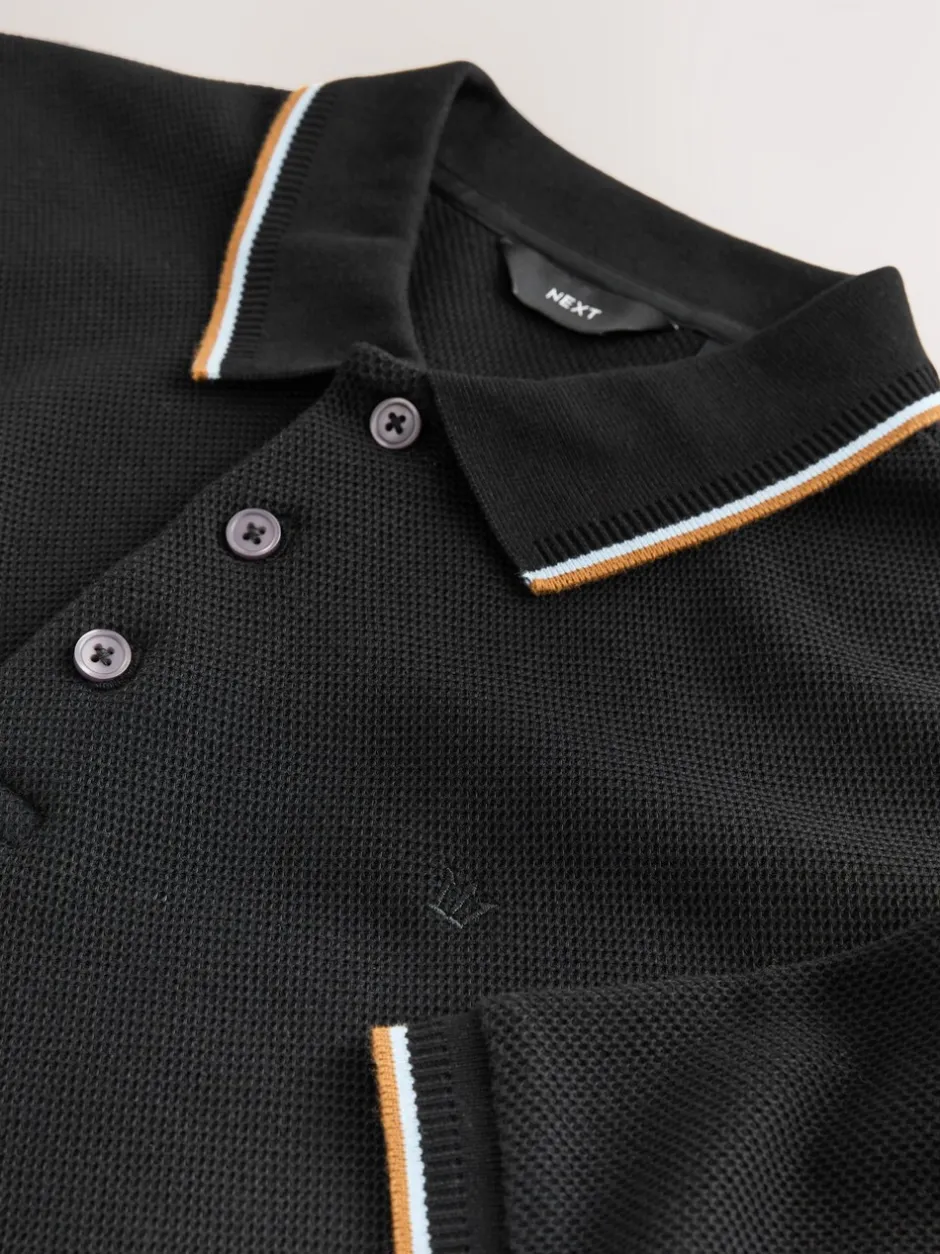 Poloshirts*Next Zwart - Regular fit poloshirt met korte mouwen en contrasterende randen