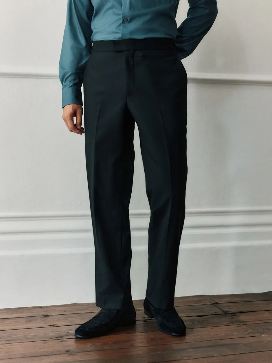 Smokings En Feestkleding*Next Zwart - Regular Fit Signature Marzotto Wool Tuxedo Trousers With Side Tape Detail