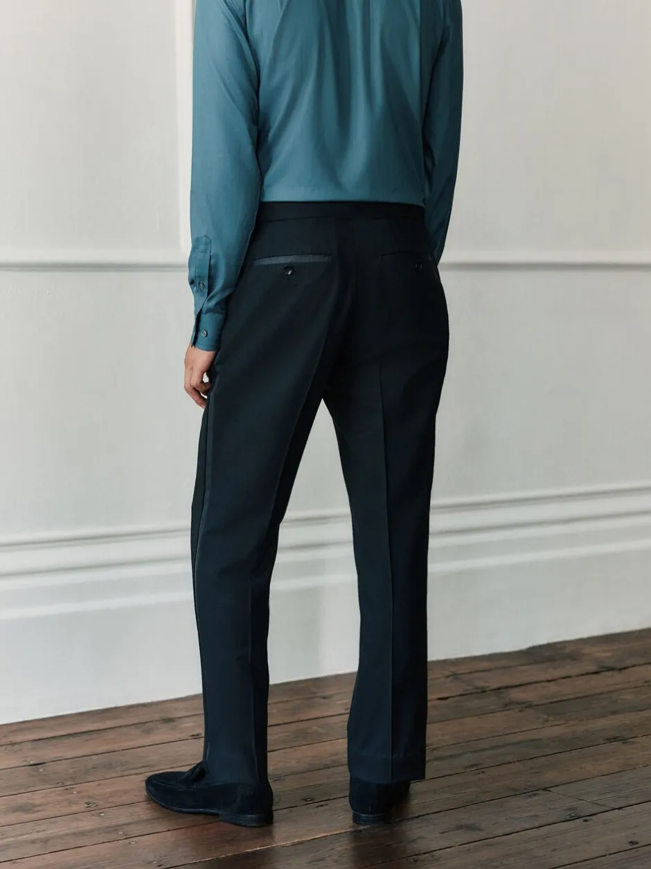 Smokings En Feestkleding*Next Zwart - Regular Fit Signature Marzotto Wool Tuxedo Trousers With Side Tape Detail