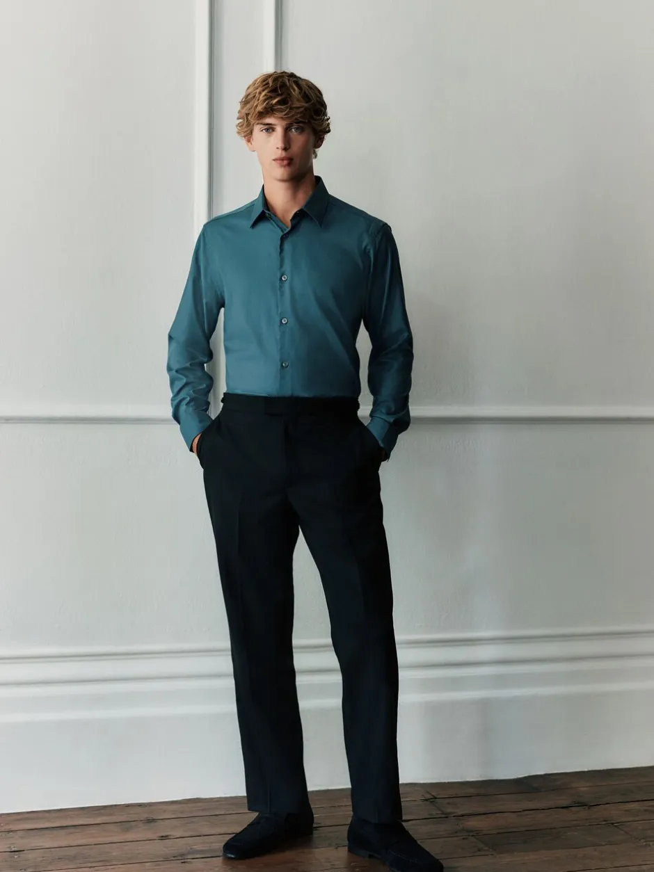 Smokings En Feestkleding*Next Zwart - Regular Fit Signature Marzotto Wool Tuxedo Trousers With Side Tape Detail