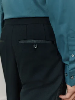 Smokings En Feestkleding*Next Zwart - Regular Fit Signature Marzotto Wool Tuxedo Trousers With Side Tape Detail