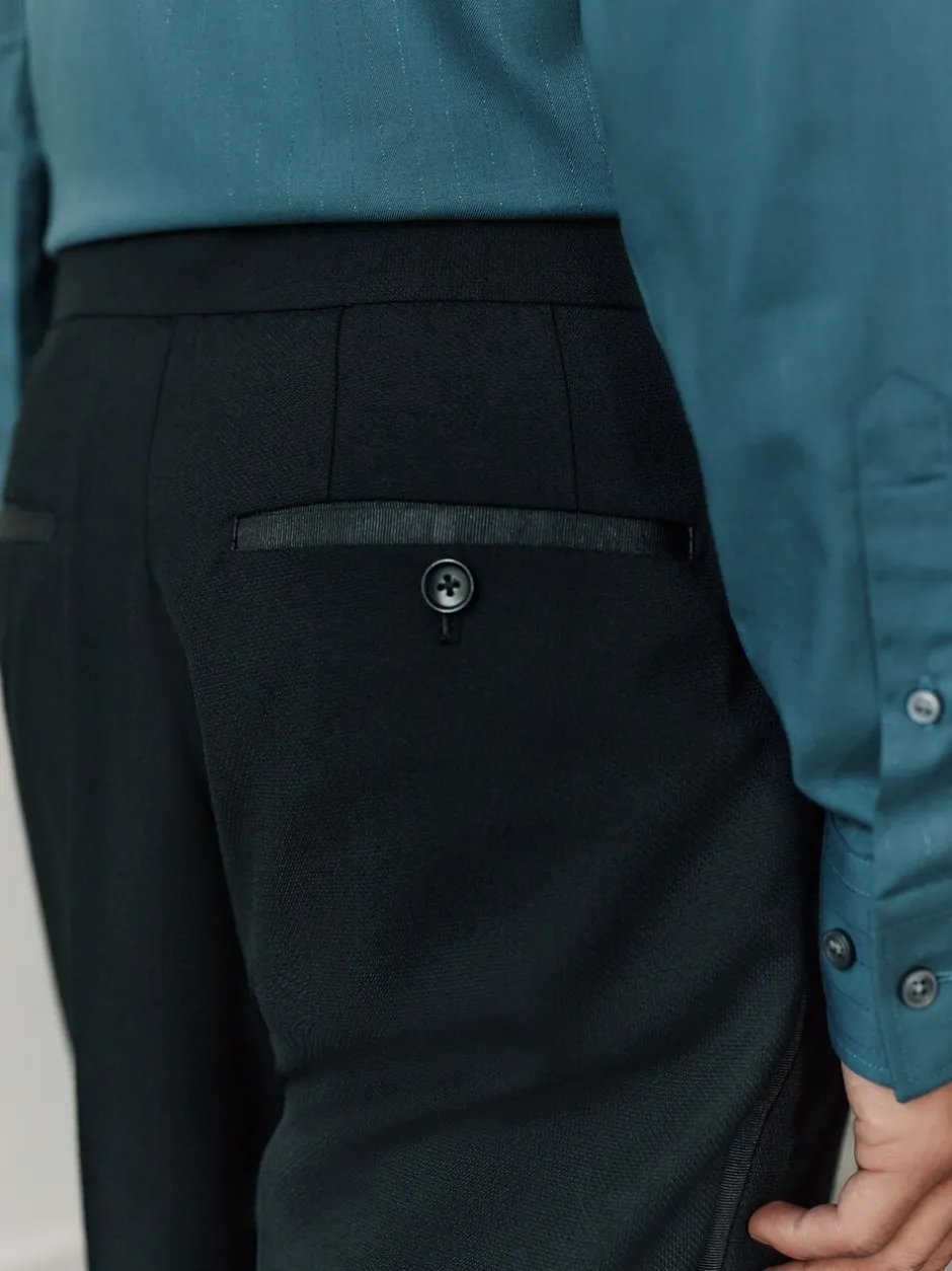 Smokings En Feestkleding*Next Zwart - Regular Fit Signature Marzotto Wool Tuxedo Trousers With Side Tape Detail