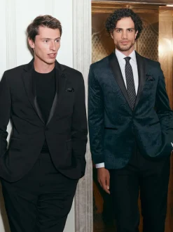 Smokings En Feestkleding*Next Zwart - Regular Fit Signature Marzotto Wool Tuxedo Trousers With Side Tape Detail