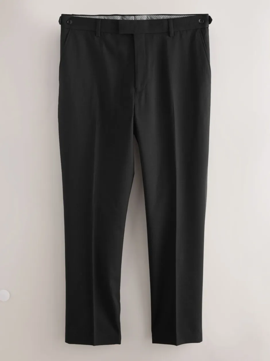Smokings En Feestkleding*Next Zwart - Regular Fit Signature Marzotto Wool Tuxedo Trousers With Side Tape Detail