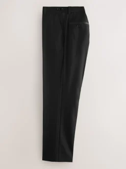 Smokings En Feestkleding*Next Zwart - Regular Fit Signature Marzotto Wool Tuxedo Trousers With Side Tape Detail
