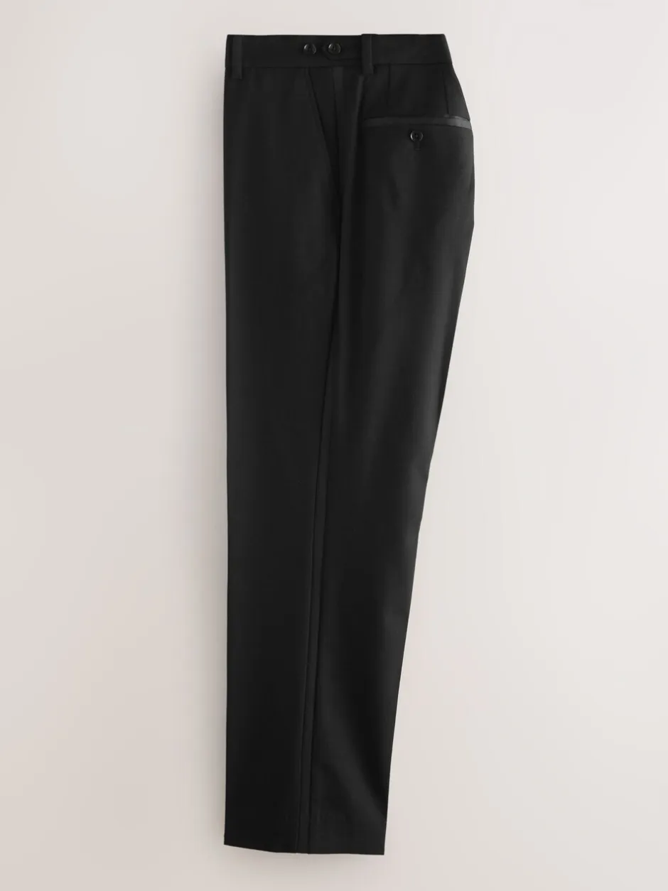 Smokings En Feestkleding*Next Zwart - Regular Fit Signature Marzotto Wool Tuxedo Trousers With Side Tape Detail