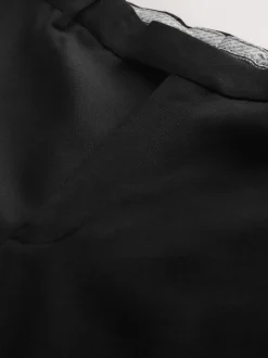 Smokings En Feestkleding*Next Zwart - Regular Fit Signature Marzotto Wool Tuxedo Trousers With Side Tape Detail