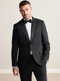 Smokings En Feestkleding|Blazers En Business-Jasjes|Next Zwart - Regular Fit Signature Nova Fides 100% Italian Wool Tuxedo Suit Jacket