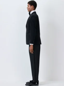 Smokings En Feestkleding*Next - Regular Fit Smart Tuxedo Trousers With Velvet Side Tape Detail Zwart