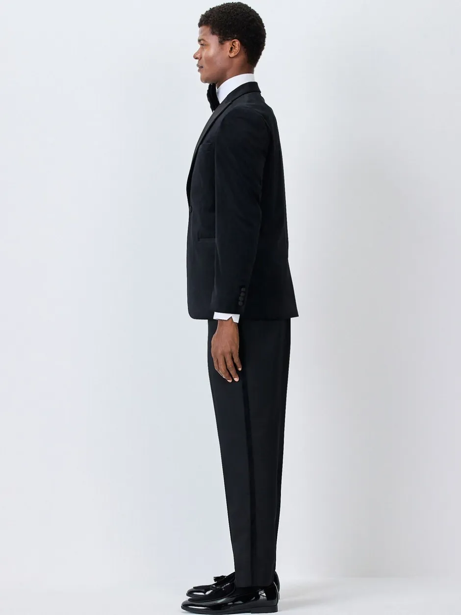 Smokings En Feestkleding*Next - Regular Fit Smart Tuxedo Trousers With Velvet Side Tape Detail Zwart