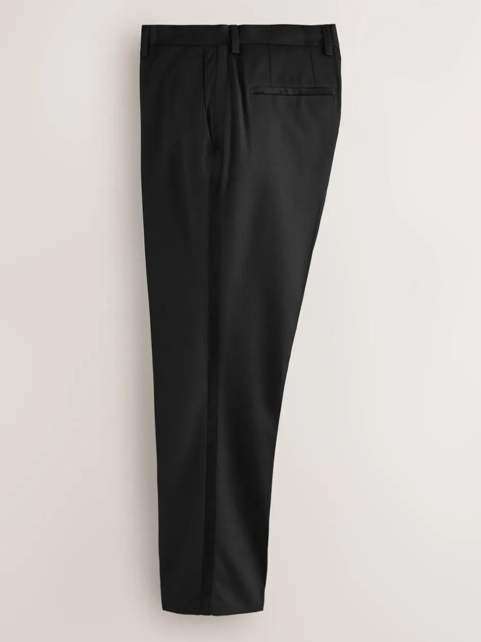 Smokings En Feestkleding*Next - Regular Fit Smart Tuxedo Trousers With Velvet Side Tape Detail Zwart