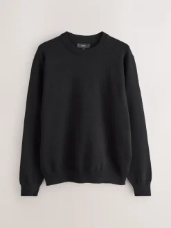 Gebreide Kleding|Next - Regular Fit Soft Touch Crew Neck Jumper Zwart
