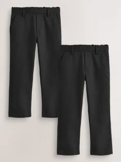 Schoolkleding|Broeken En Chino's|Next - Reguliere schoolbroeken met elastische taille en rechte pijpen, 2 stuks (3-17jaar) Zwart