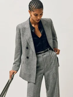 Ceintuurs*Reiss - - Leren Hayley riem met vierkant scharnier Zwart