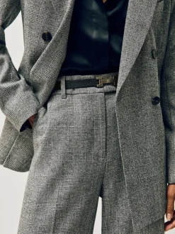 Ceintuurs*Reiss - - Leren Hayley riem met vierkant scharnier Zwart
