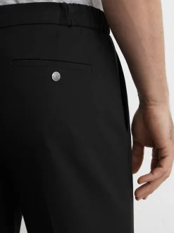 Broeken En Chino's|Reiss Zwart - Found stretchy slim fit broeken met trekkoord