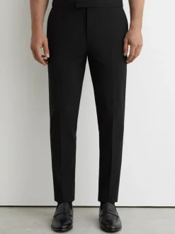 Broeken En Chino's|Reiss Zwart - Found stretchy slim fit broeken met trekkoord
