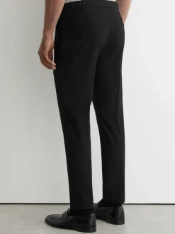 Broeken En Chino's|Reiss Zwart - Found stretchy slim fit broeken met trekkoord