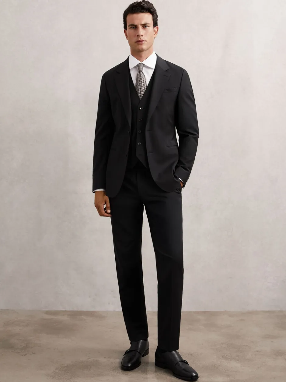 Pakken*Reiss - Promise Wool-Blend Single-Breasted Suit Blazer Tailored-Fit Zwart
