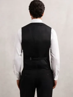Vesten|Reiss - Promise Wool-Blend Tailored-Fit Waistcoat Zwart