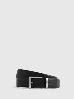 Riemen En Bretels|Reiss - Ricky omkeerbare leren riem Zwart