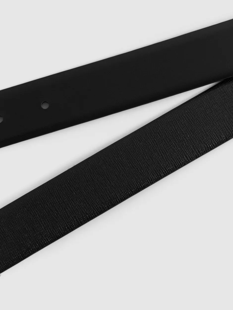 Riemen En Bretels|Reiss - Ricky omkeerbare leren riem Zwart
