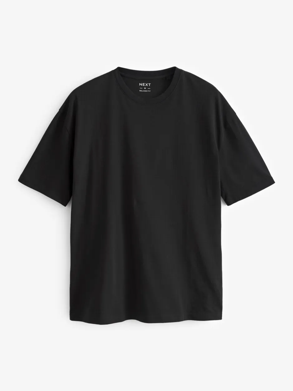 T-Shirts En Hemden*Next Zwart - Relaxed fit - Essentieel katoenen T-shirt met ronde hals