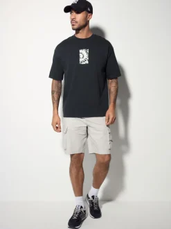 T-Shirts En Hemden*Next - Relaxed fit - Japans T-shirt met surfprint en grafische opdruk Zwart
