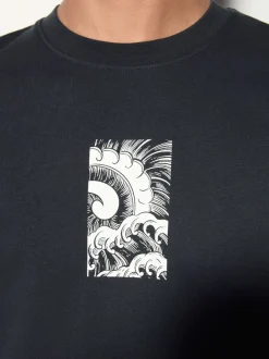 T-Shirts En Hemden*Next - Relaxed fit - Japans T-shirt met surfprint en grafische opdruk Zwart