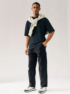 Broeken En Chino's|Next - Relaxed fit - Katoenen cargostretchbroek Zwart