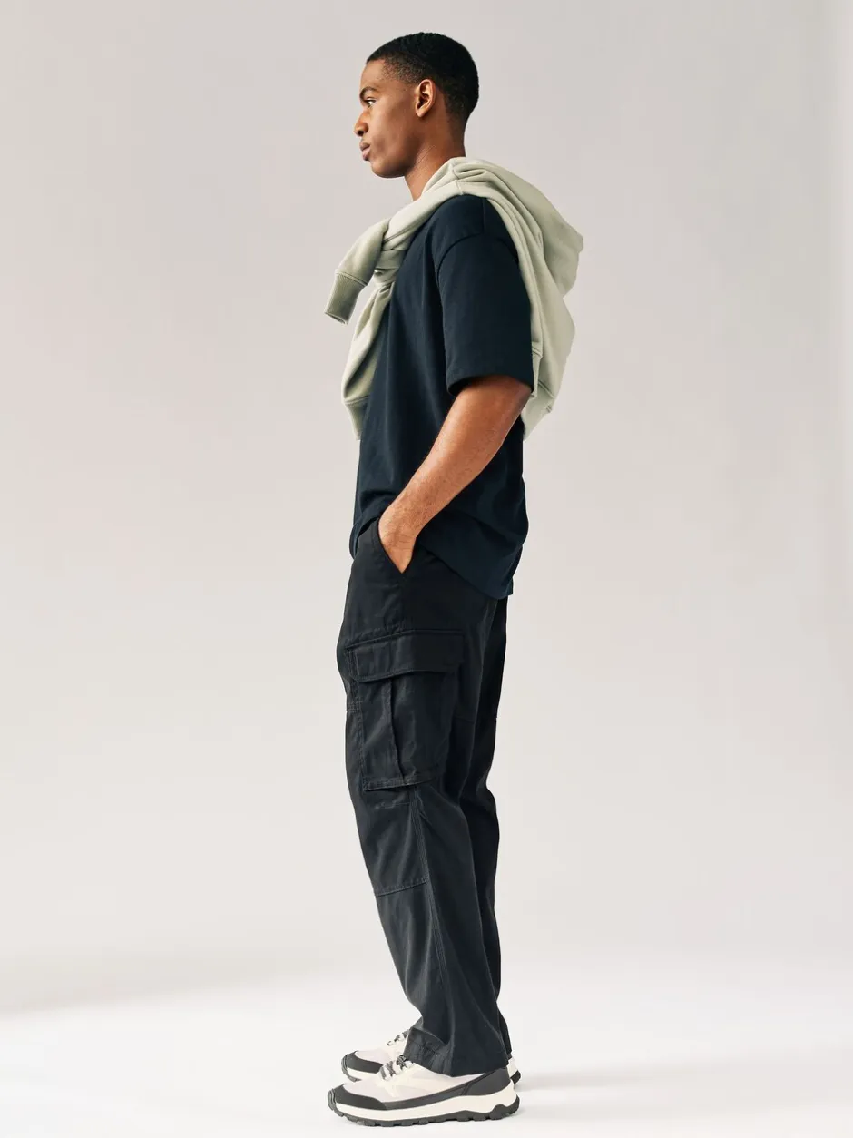 Broeken En Chino's|Next - Relaxed fit - Katoenen cargostretchbroek Zwart