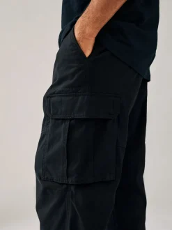 Broeken En Chino's|Next - Relaxed fit - Katoenen cargostretchbroek Zwart