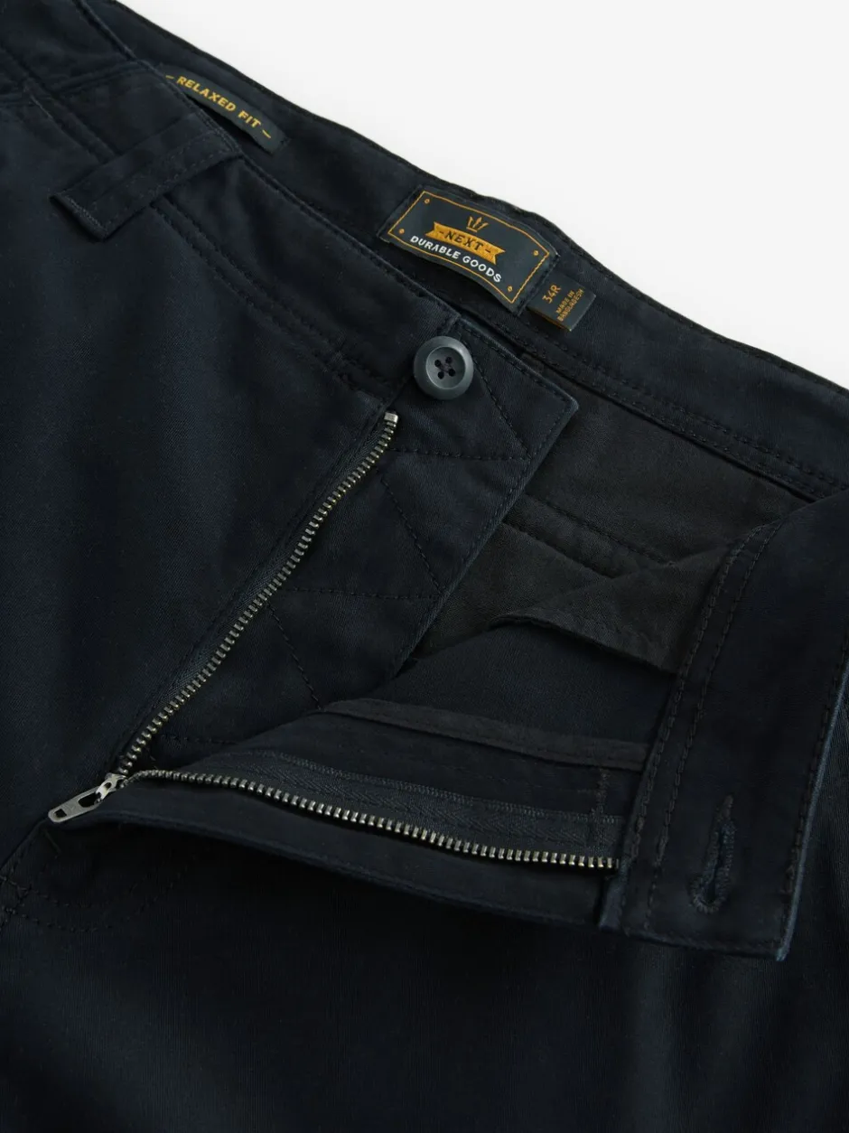 Broeken En Chino's|Next - Relaxed fit - Katoenen cargostretchbroek Zwart
