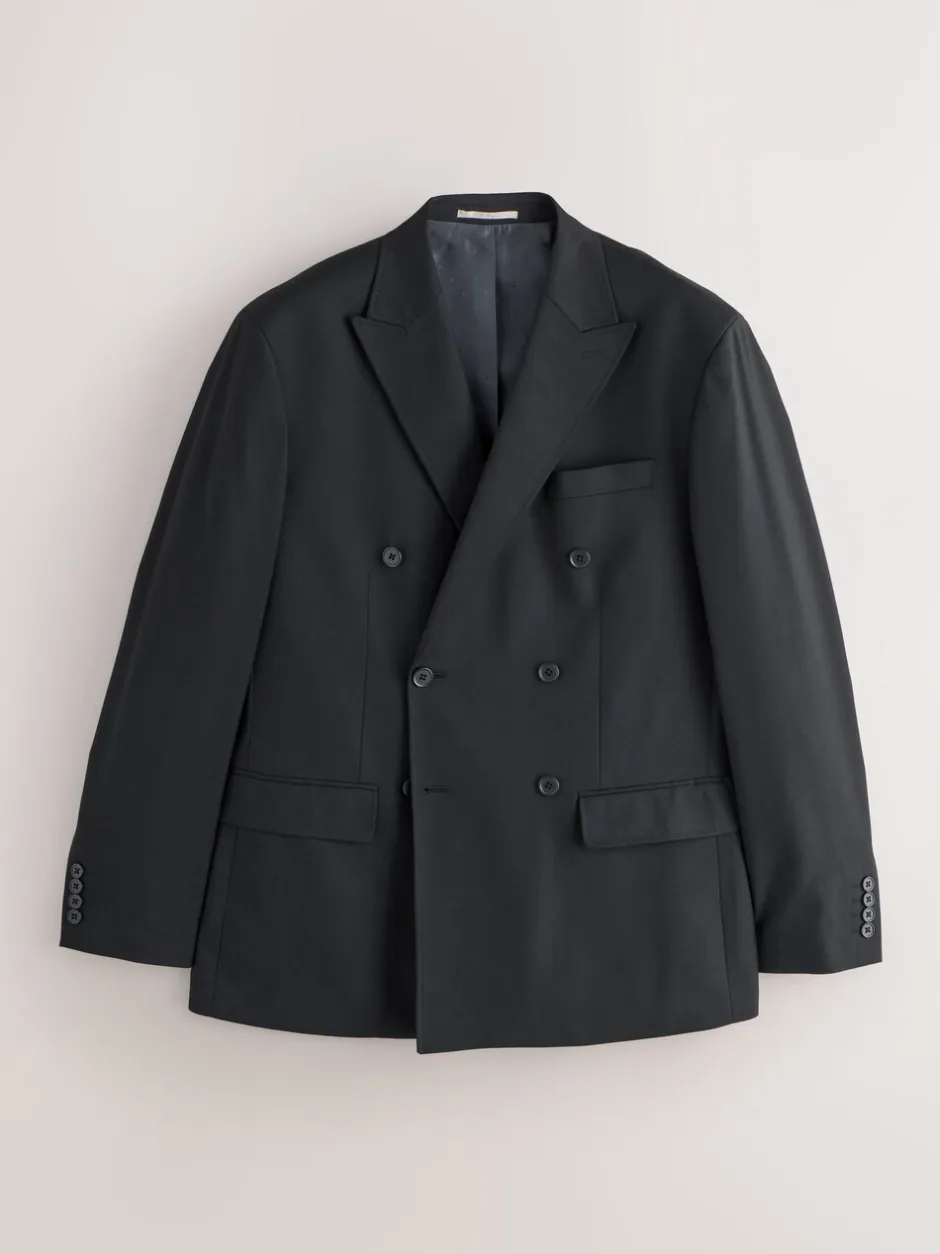Smokings En Feestkleding|Blazers En Business-Jasjes|Next Zwart - Relaxed Fit Double breasted Pak Jack